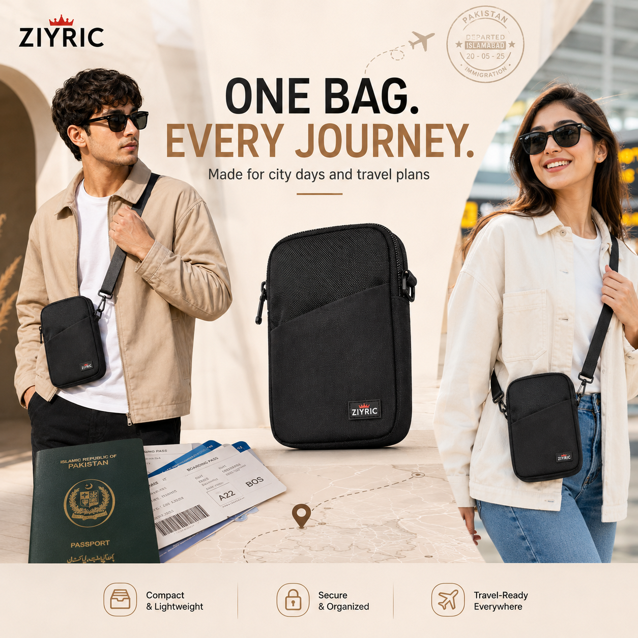 Ziyric Travel Mate Passport Pouch Bag