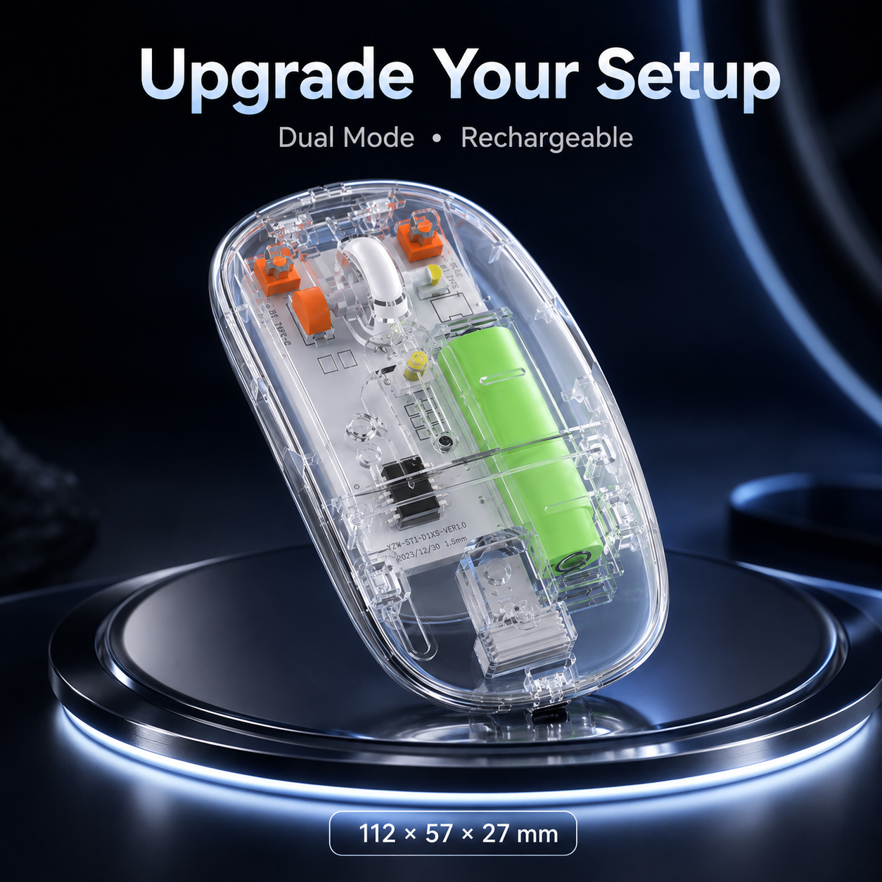 TRANSPARENT WIRELESS+BLUETOOTH DUAL-MODE RECHARGEABLE MOUSE