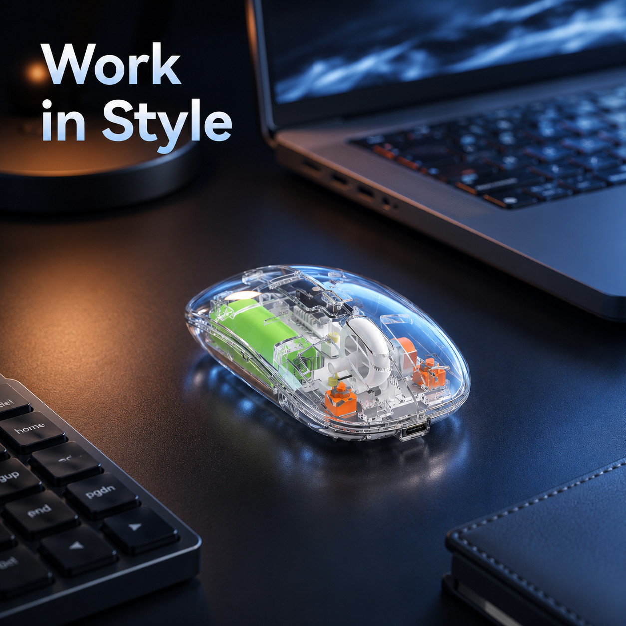 TRANSPARENT WIRELESS+BLUETOOTH DUAL-MODE RECHARGEABLE MOUSE