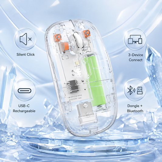 TRANSPARENT WIRELESS+BLUETOOTH DUAL-MODE RECHARGEABLE MOUSE