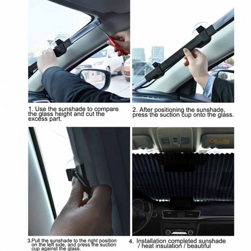 Retractable Windshield Sun Shade Large