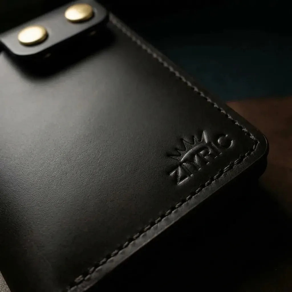 Minimalist Card Holder Wallet with Button Closure-100% Genuine leather