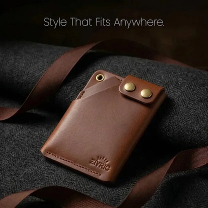 Minimalist Card Holder Wallet with Button Closure-100% Genuine leather