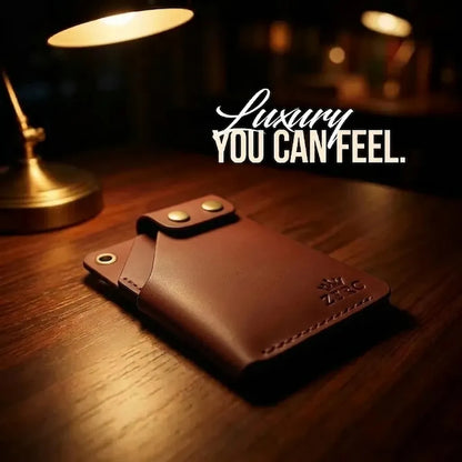 Minimalist Card Holder Wallet with Button Closure-100% Genuine leather