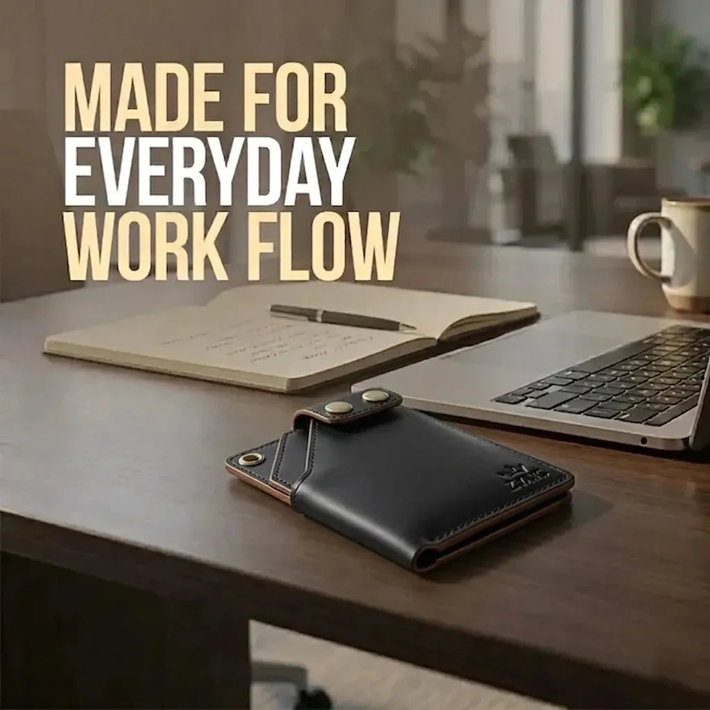 Minimalist Card Holder Wallet with Button Closure-100% Genuine leather