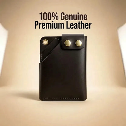 Minimalist Card Holder Wallet with Button Closure-100% Genuine leather