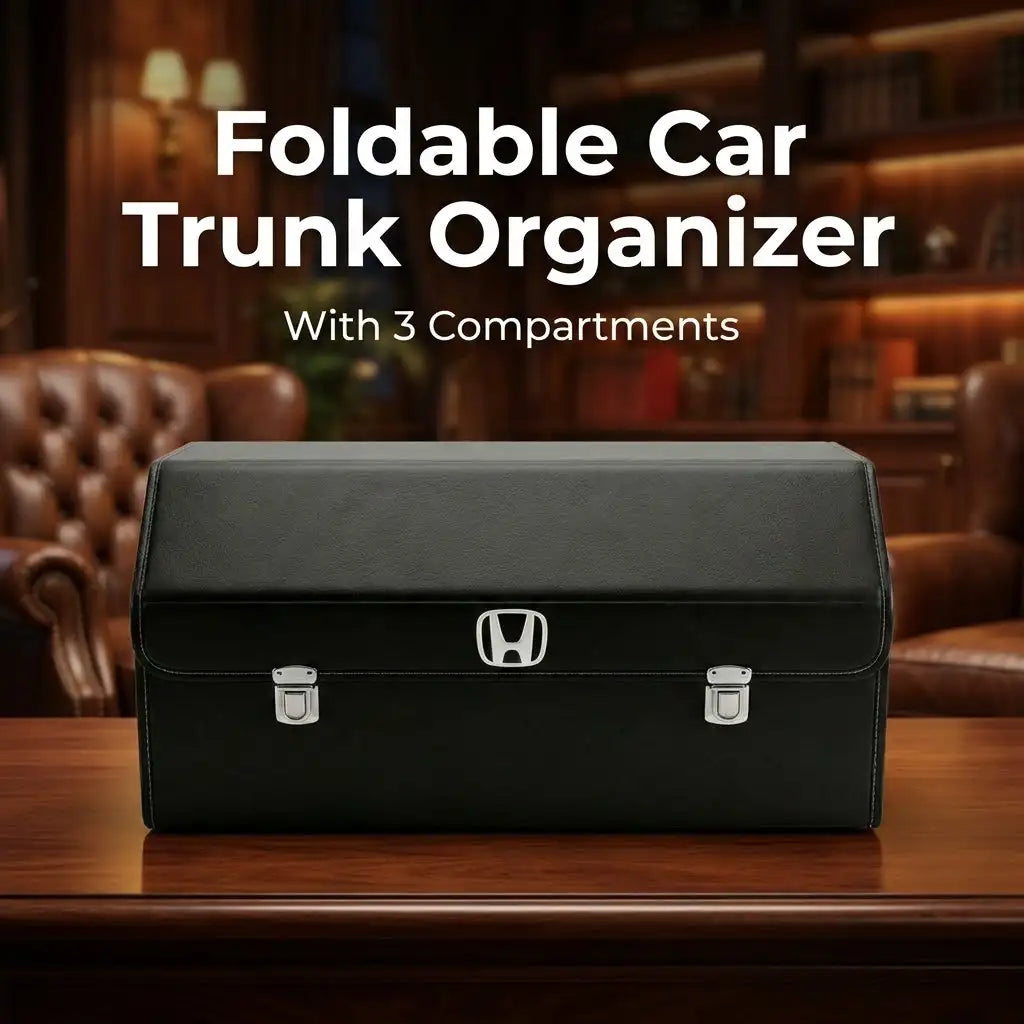 Foldable Car Trunk Organizer With 2 Compartments For Toyota Honda Suzuki Kia Hyundai & More Brands