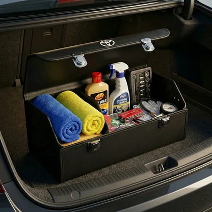 Foldable Car Trunk Organizer With 2 Compartments For Toyota Honda Suzuki Kia Hyundai & More Brands
