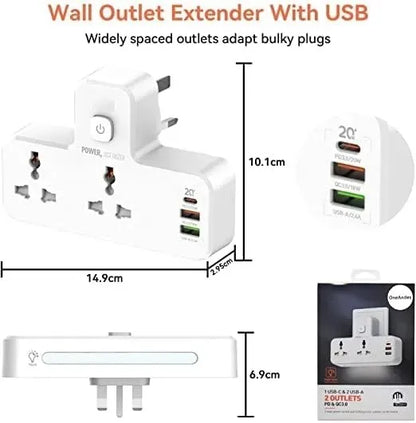 Smart Portable Extension Power Socket – Dual AC Outlets