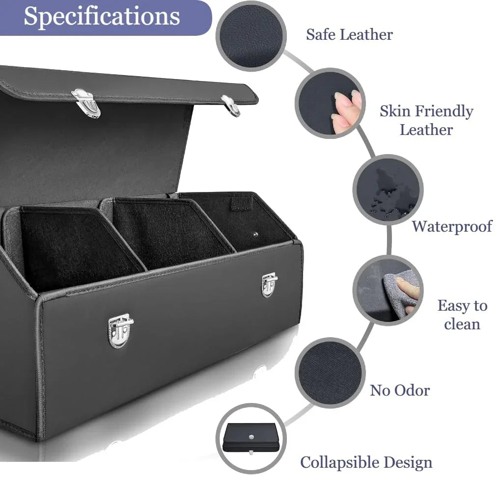 Foldable Car Trunk Organizer With 3 Compartments For Toyota Honda Suzuki Kia Hyundai & More Brands