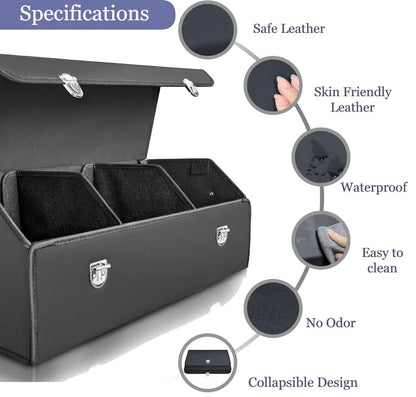 Foldable Car Trunk Organizer With 3 Compartments For Toyota Honda Suzuki Kia Hyundai & More Brands