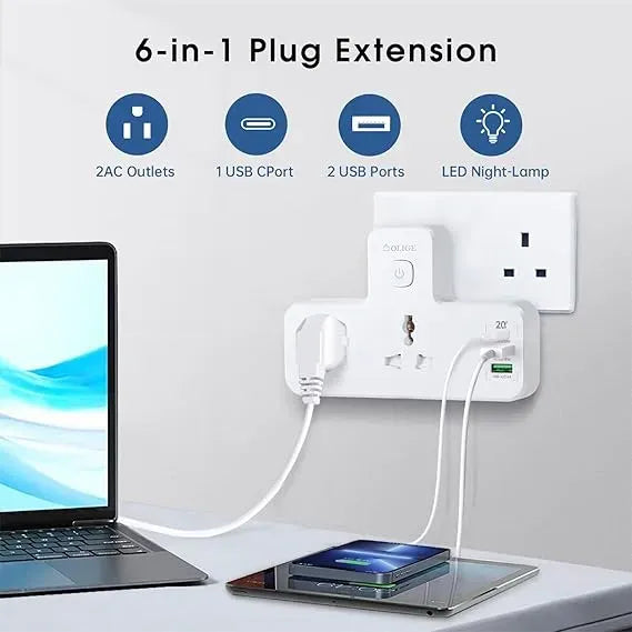 Smart Portable Extension Power Socket – Dual AC Outlets