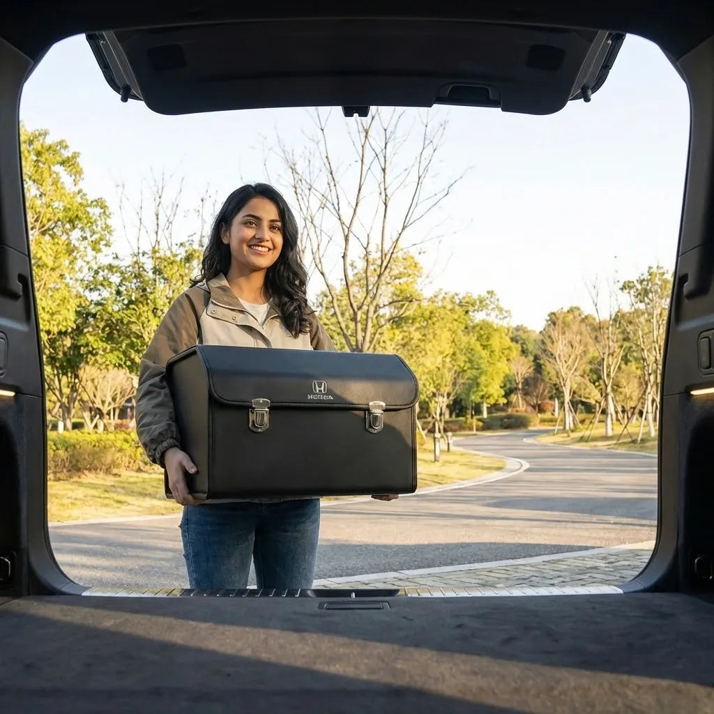 Foldable Car Trunk Organizer With 2 Compartments For Toyota Honda Suzuki Kia Hyundai & More Brands