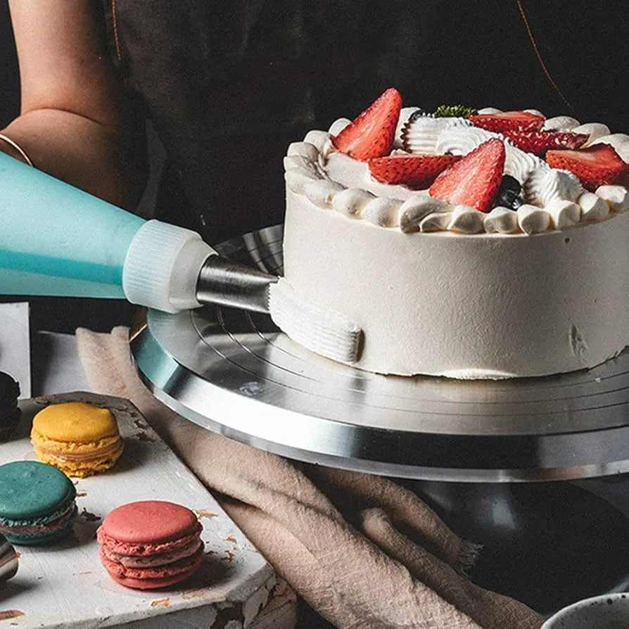 Stainless Steel Turntable Stand Rotating Cake Turntable for Decorating, Baking, and Serving