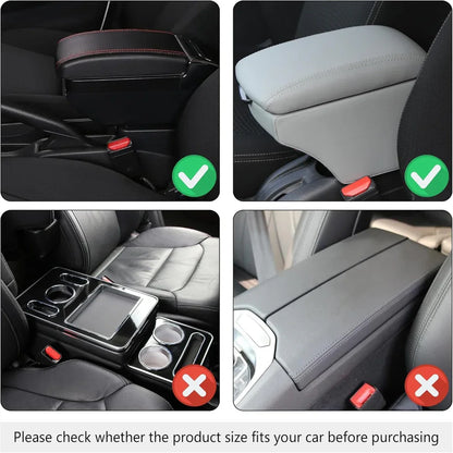 Car Armrest Cushion With Tissue Box & Storage Pocket For Toyota Honda Suzuki Kia Hyundai & More