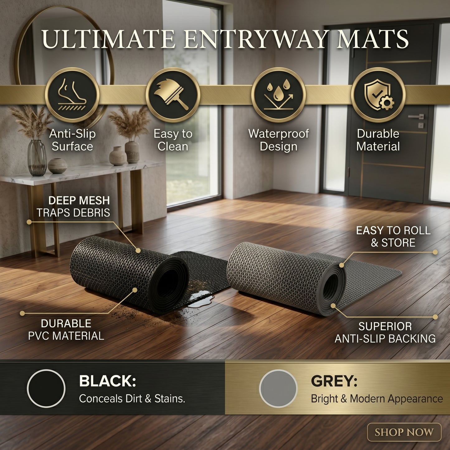 Non-Slip Drainage PVC Mat