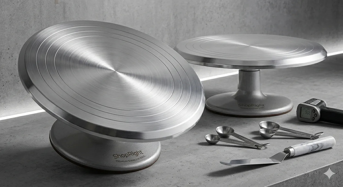 Stainless Steel Turntable Stand Rotating Cake Turntable for Decorating, Baking, and Serving