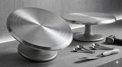 Stainless Steel Turntable Stand Rotating Cake Turntable for Decorating, Baking, and Serving