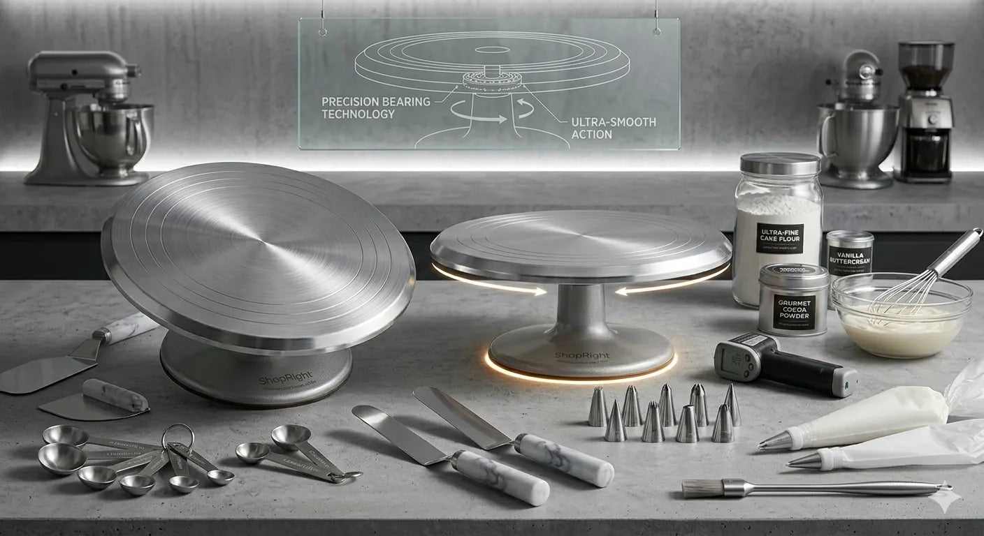 Stainless Steel Turntable Stand Rotating Cake Turntable for Decorating, Baking, and Serving