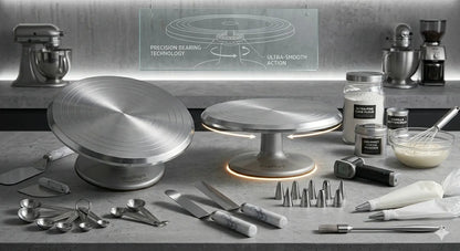 Stainless Steel Turntable Stand Rotating Cake Turntable for Decorating, Baking, and Serving