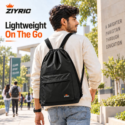 ZIYRIC Drawstring Backpack — Pack of 2 | Black + Brown