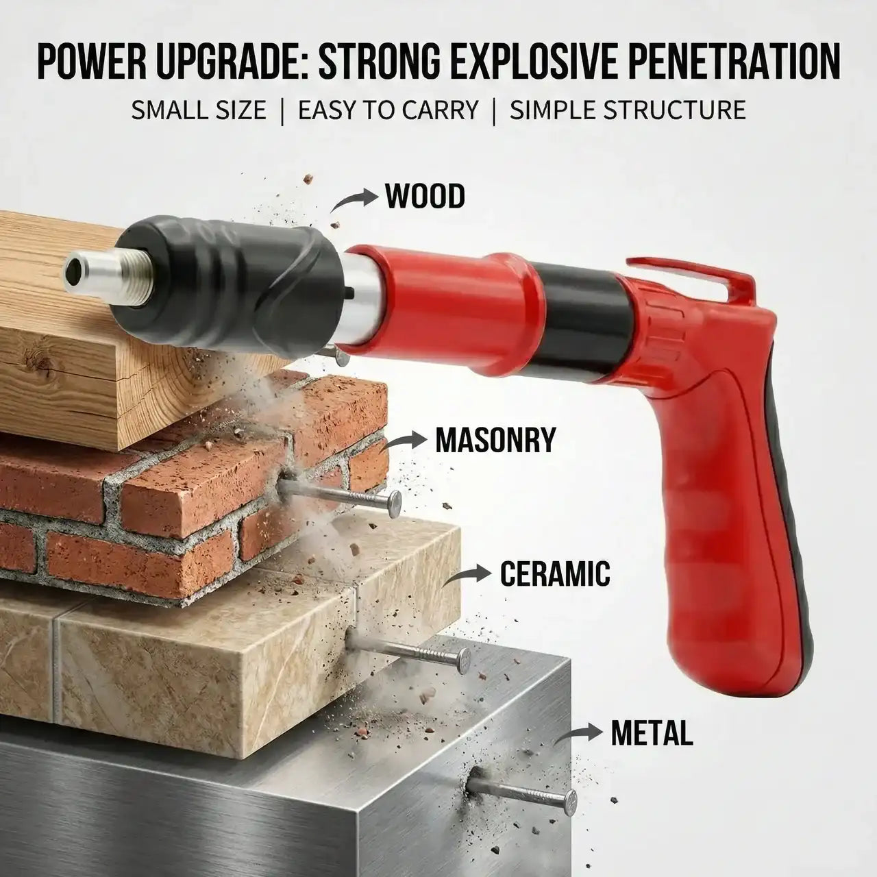 Concrete Nail Gun Kit with Accessories & Briefcase