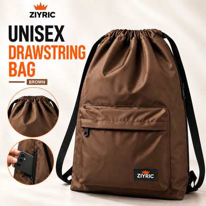 ZIYRIC Unisex Drawstring Backpack – Brown