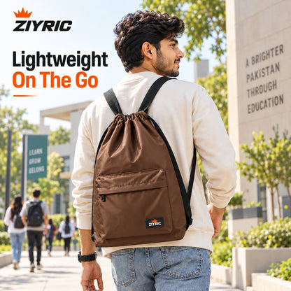 ZIYRIC Unisex Drawstring Backpack – Brown