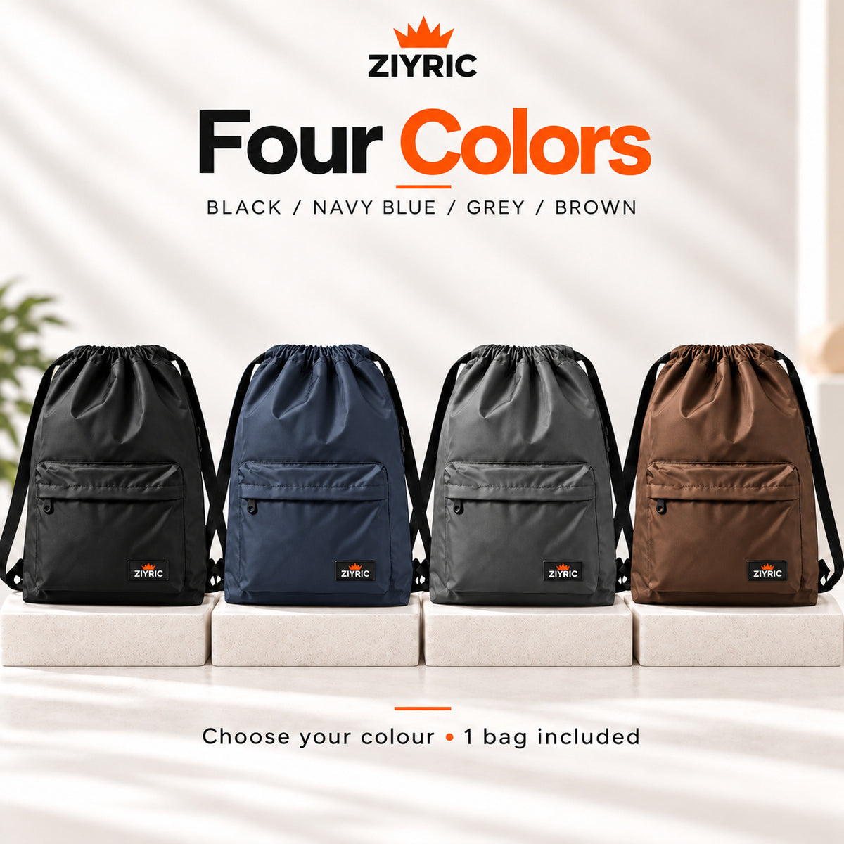 ZIYRIC Unisex Drawstring Backpack – Brown