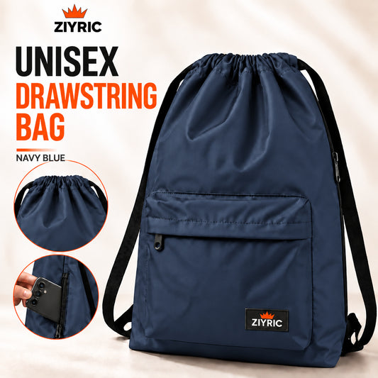 ZIYRIC Unisex Drawstring Backpack – Navy Blue
