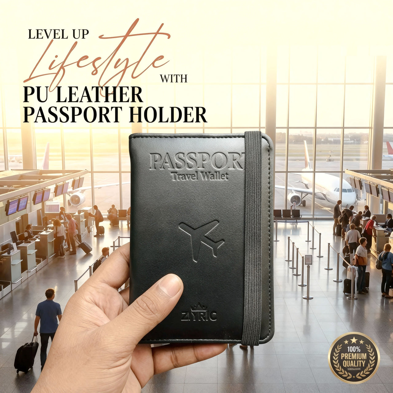 Ziyric Portable leather travel passport holder