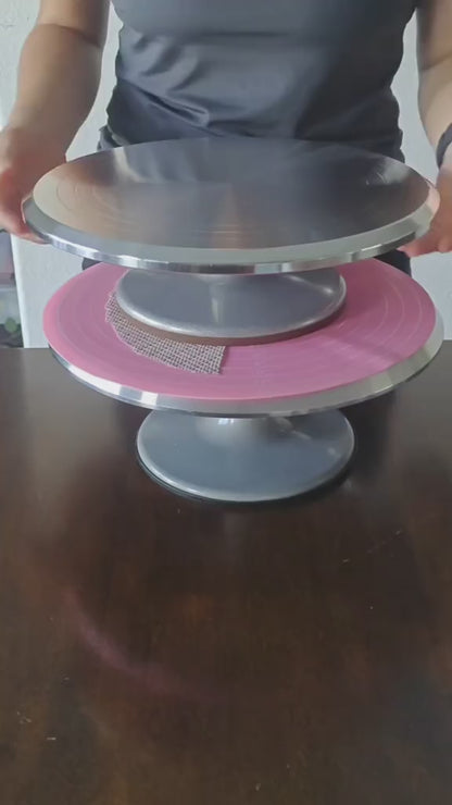 Stainless Steel Turntable Stand Rotating Cake Turntable for Decorating, Baking, and Serving