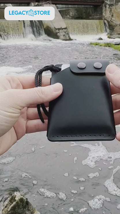 Minimalist Card Holder Wallet with Button Closure-100% Genuine leather