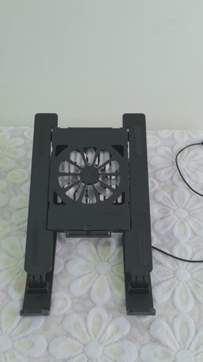 Adjustable Laptop Cooling Stand with Silent Fan & USB Power