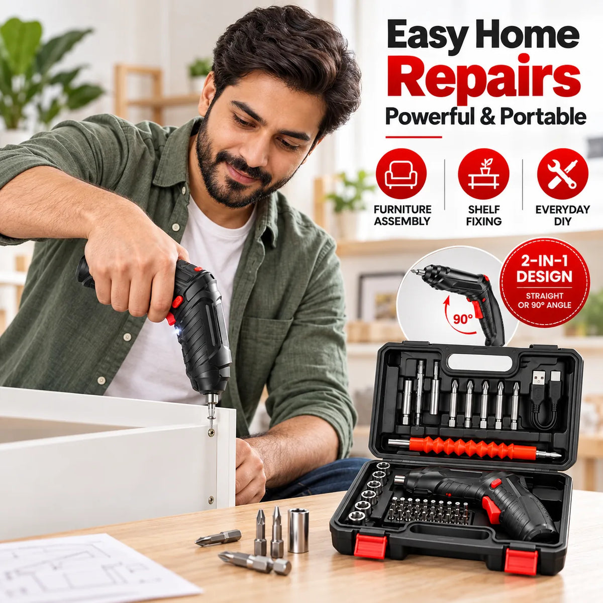Electric Screw Driver Toolkit – ergonomic cordless design