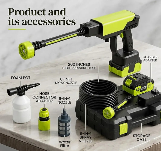 Portable Cordless High Pressure Washer Gun  Rechargeable Car & Home Cleaning Machine